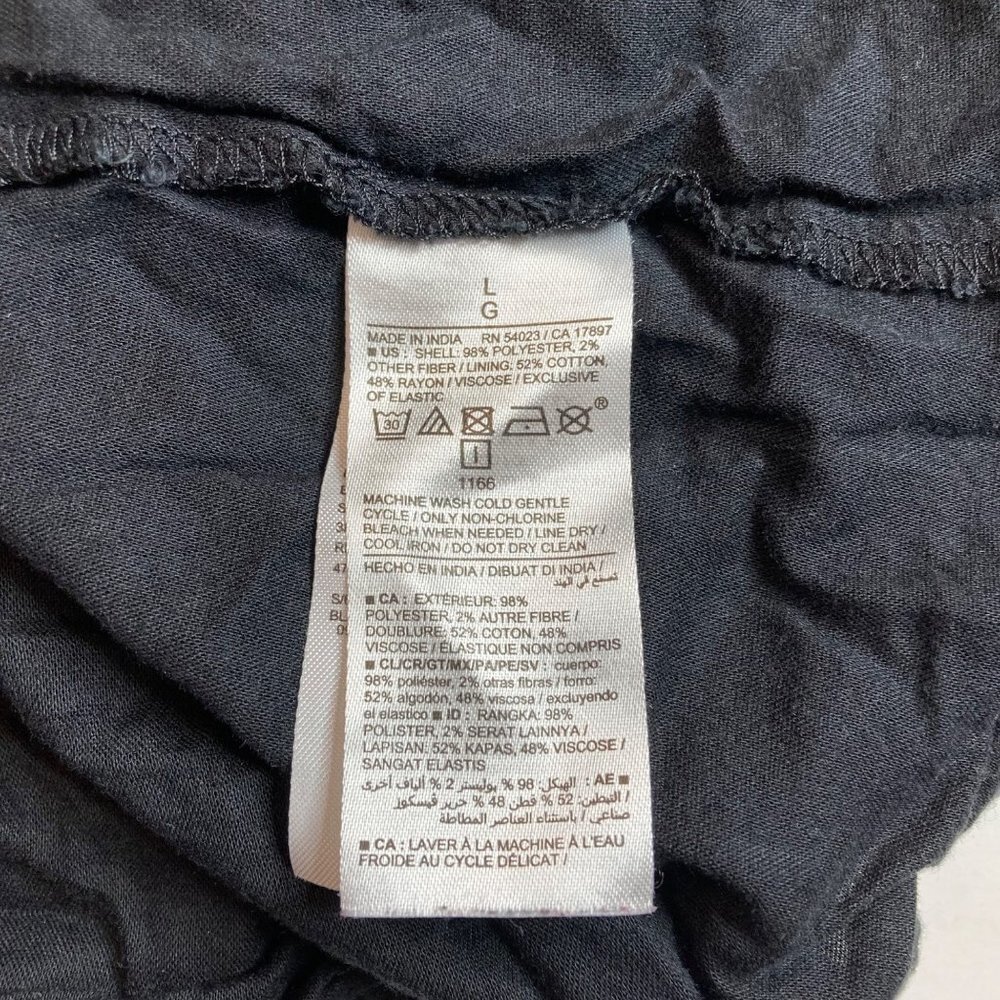 Old Navy Balloon‎ Sleeve Dress Sz L Black Metallic Silver Sheer Chiffon Lined - Picture 4 of 7